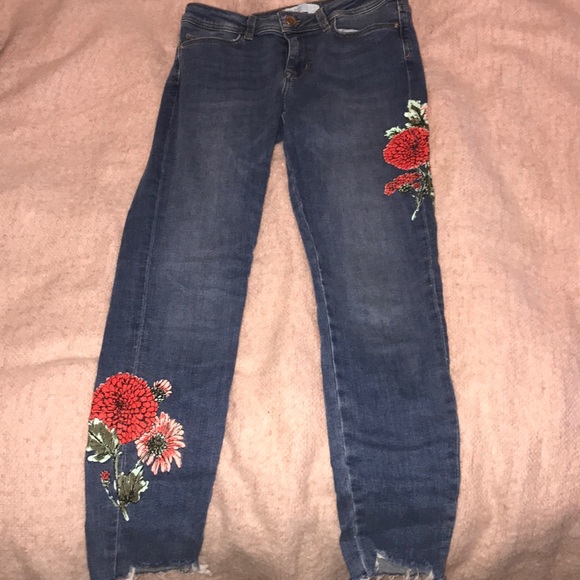Zara Jeans Flower Print Jeans Poshmark